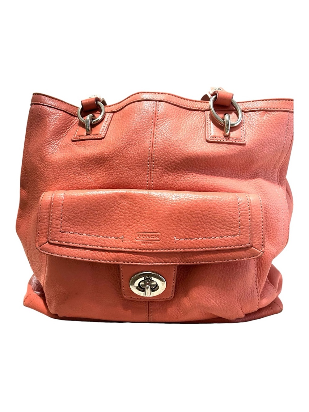 Coach Coral Pebbled Leather Shoulder Bag - Picture 6 of 6